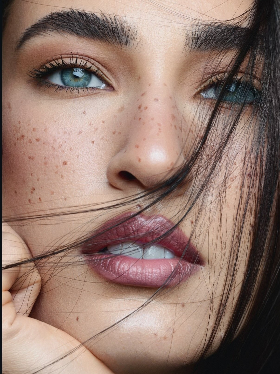 Close-up beauty editorial of an ANT model