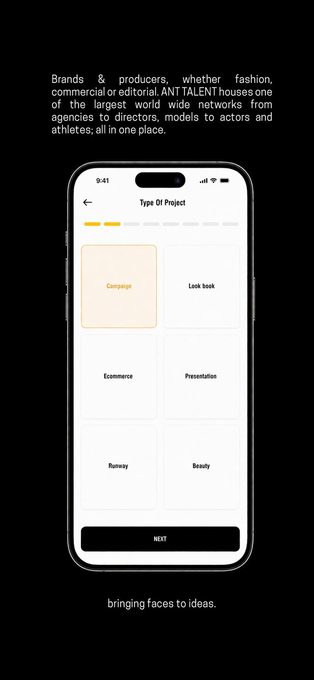 Posting a job in the ANT Talent app: choosing the type of project