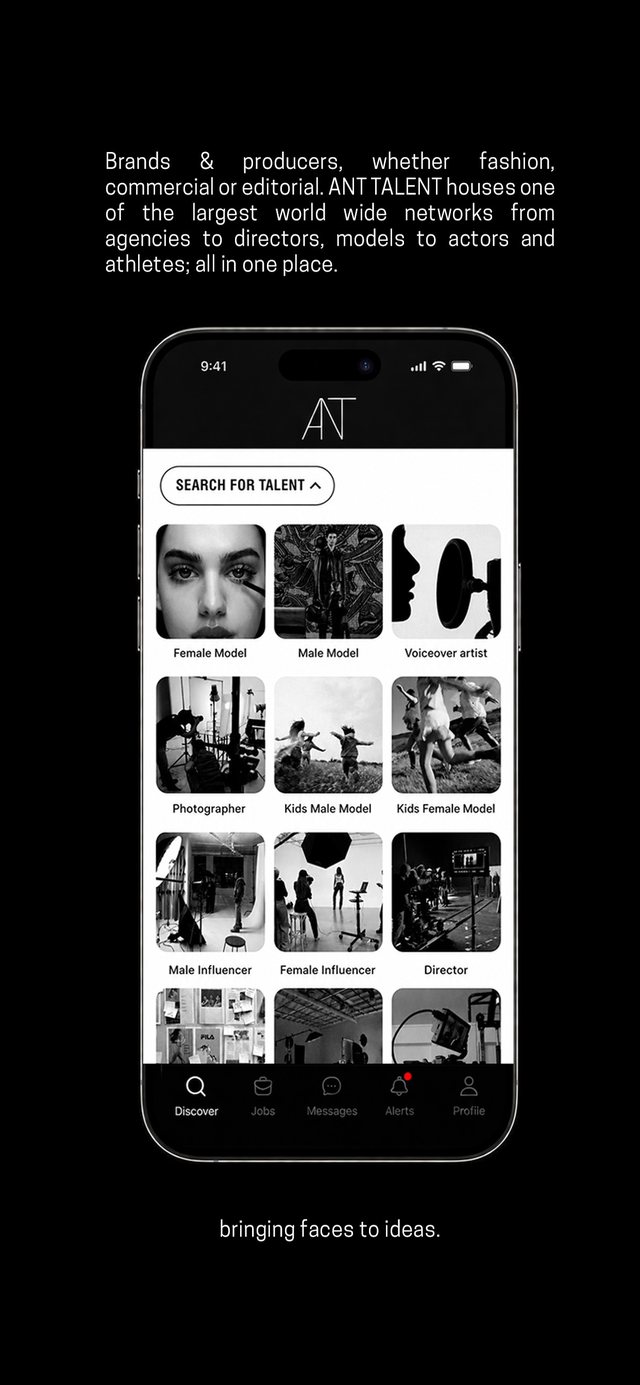 Searching for talent by category in the ANT Talent app